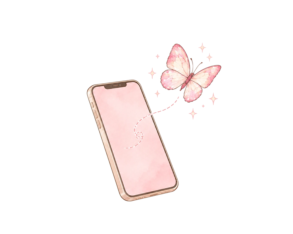 スマホから蝶が飛び立つイラスト